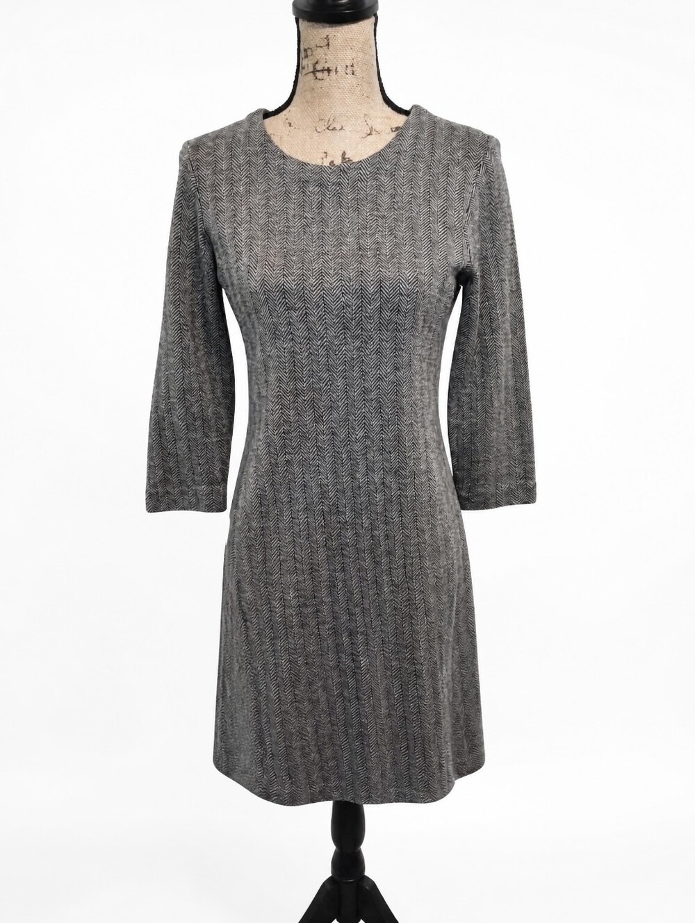 The White Company Wool Blend Herringbone Long Sleeve Dress Women's Size 8